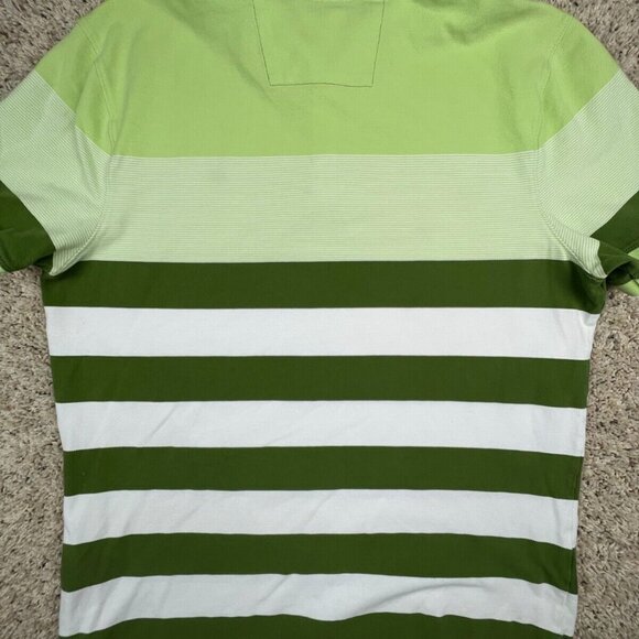 Banana Republic Polo Shirt Mens Large Green Striped Adult Casual Cotton S/S - Picture 8 of 8
